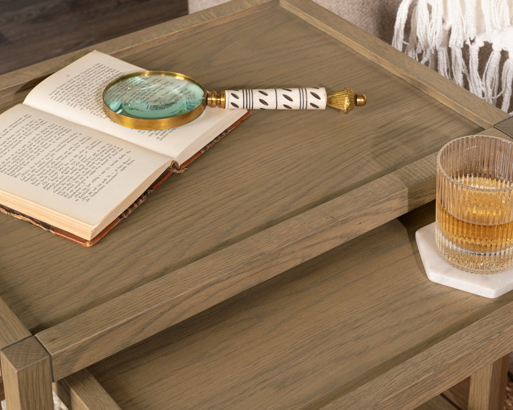 Khaki Mist Oak Veneer Accent & End Table Devin Nesting Accent Tables Collection
