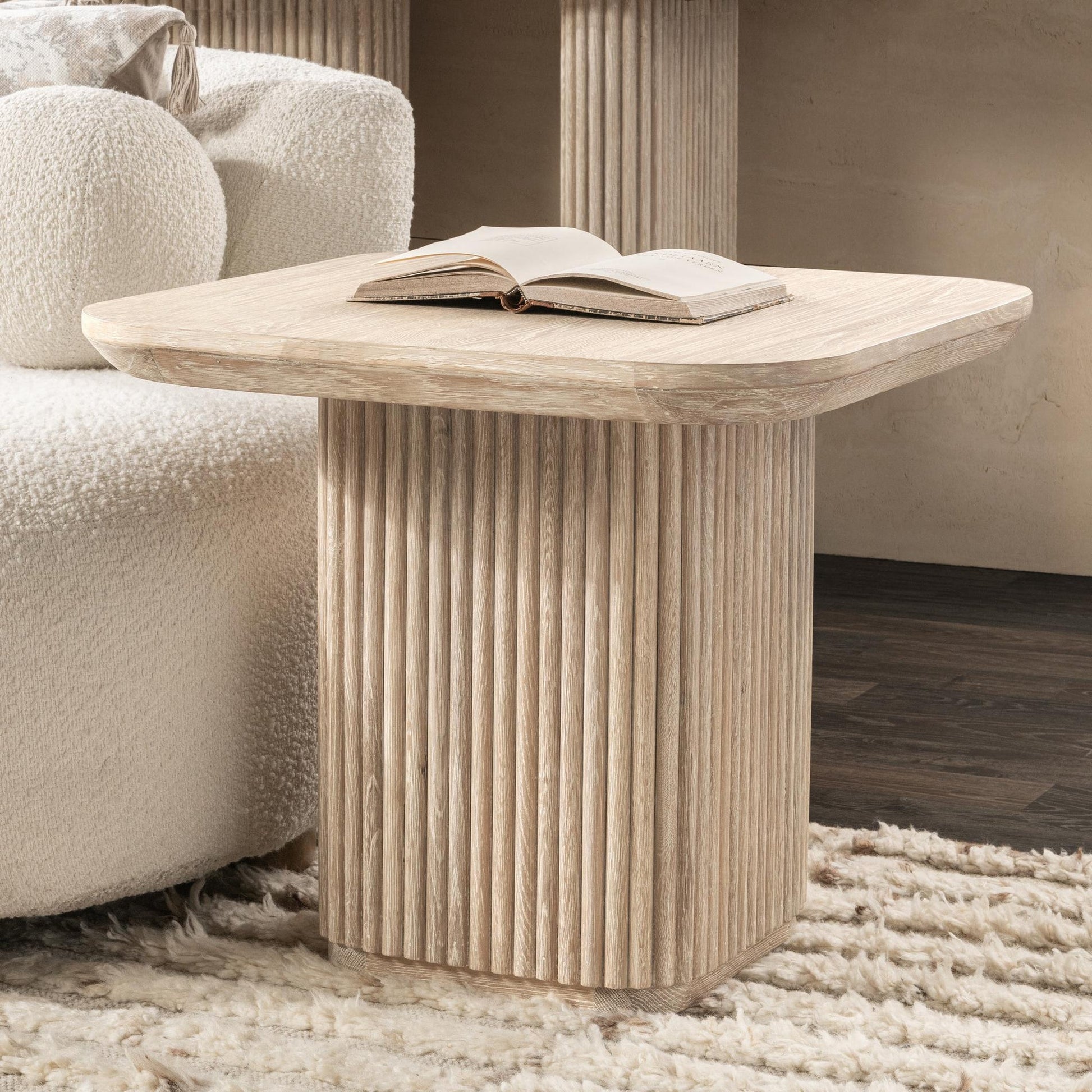 Cream Washed Oak Veneer Accent & End Table Vander End Table Collection