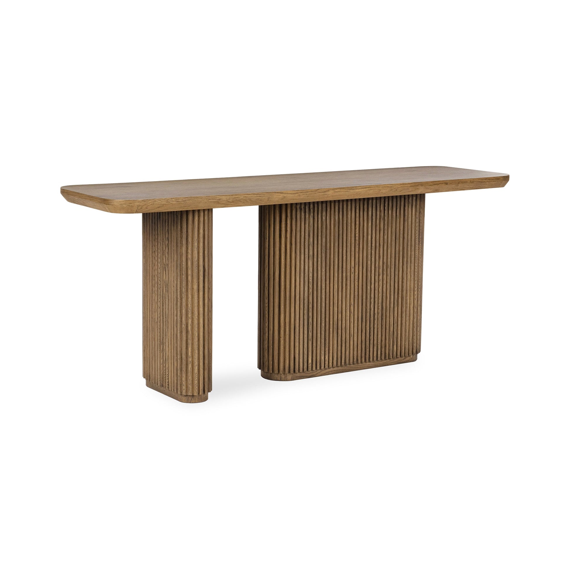 Tawny Brown Oak Veneer Console Table Vander Console Table Collection