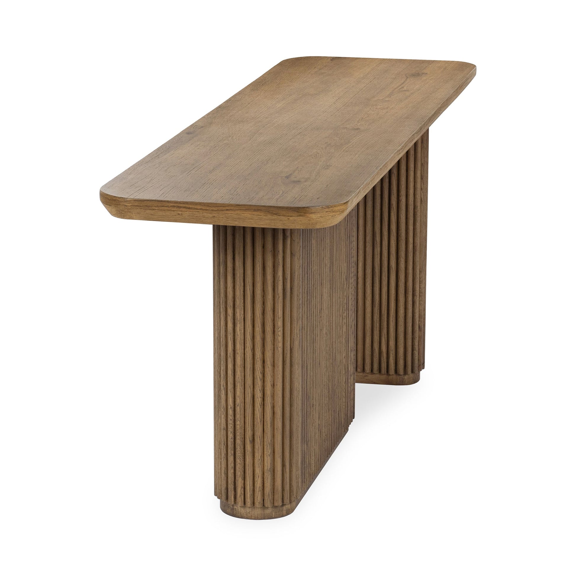 Tawny Brown Oak Veneer Console Table Vander Console Table Collection