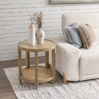 Khaki Mist Oak Veneer Accent & End Table Devin End Table Collection