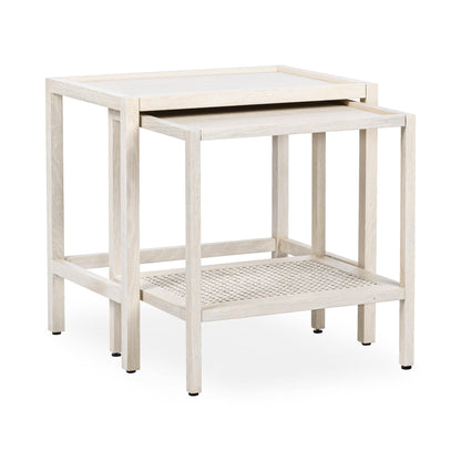 Milk White Oak Veneer Accent & End Table Devin Nesting Accent Tables Collection