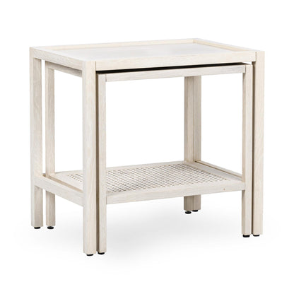Milk White Oak Veneer Accent & End Table Devin Nesting Accent Tables Collection