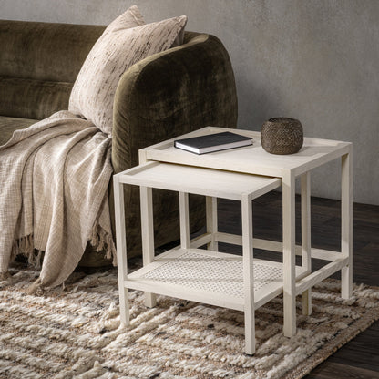 Milk White Oak Veneer Accent & End Table Devin Nesting Accent Tables Collection