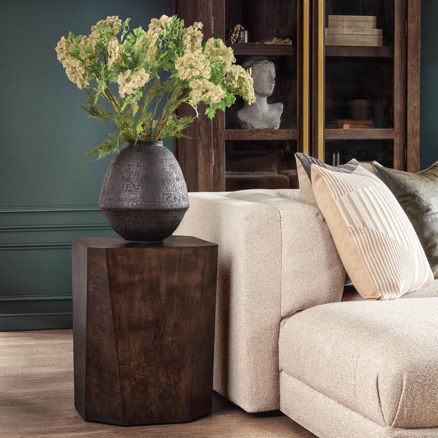 Brown Burl Veneer Accent & End Table Avena End Table Collection