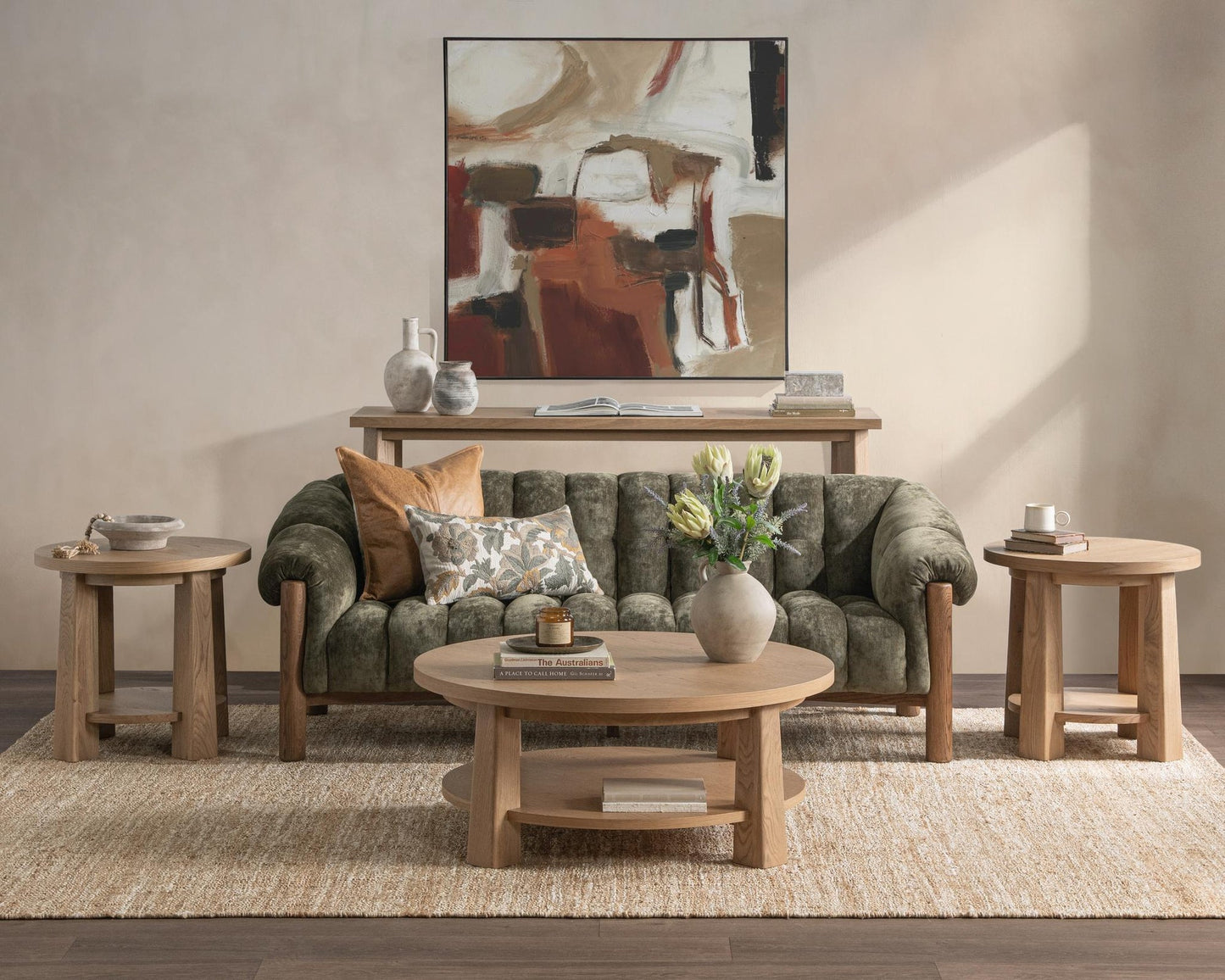 Amber Toast Oak Veneer Coffee Table Kenzie Coffee Table Collection