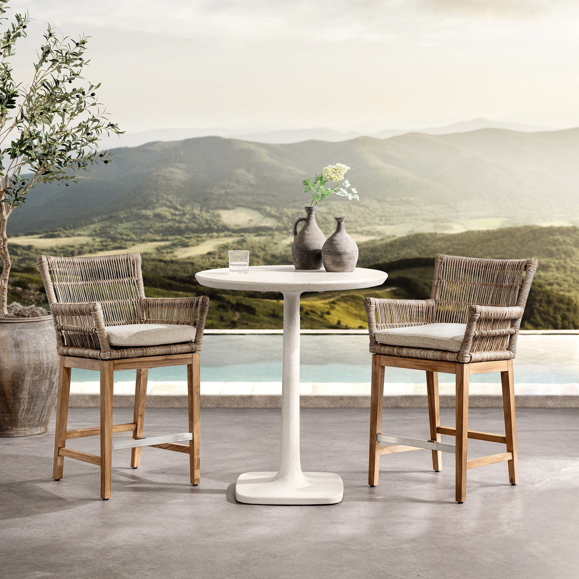 White Outdoor Bar & Counter Table Paulina Outdoor Counter Table Collection