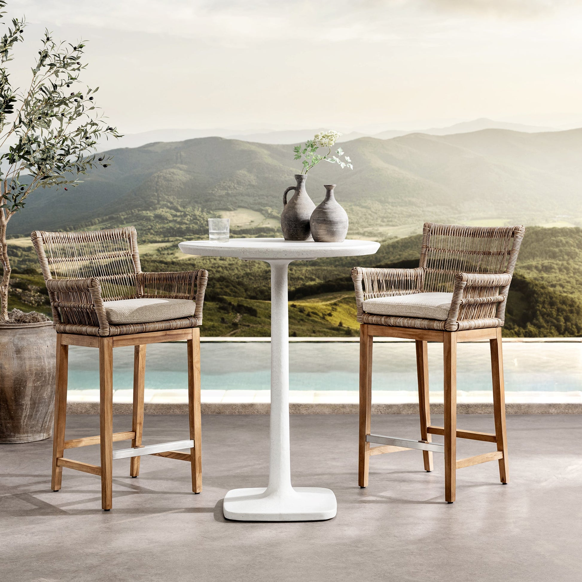 White Outdoor Bar & Counter Table Paulina Outdoor Bar Table Collection