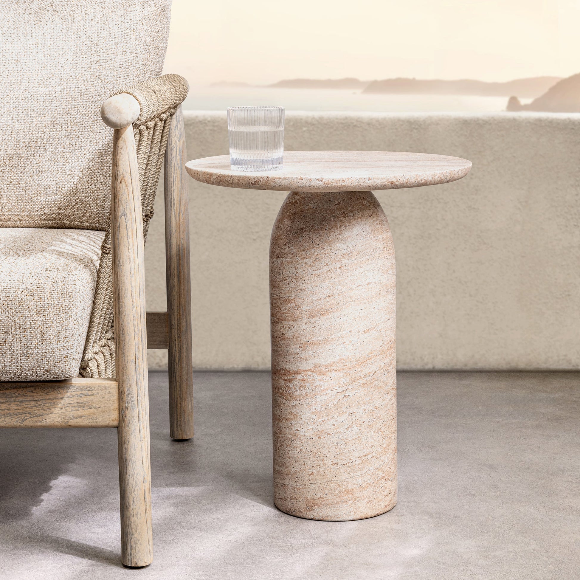 Capri Limestone Outdoor Accent & End Table Sana Outdoor End Table Collection