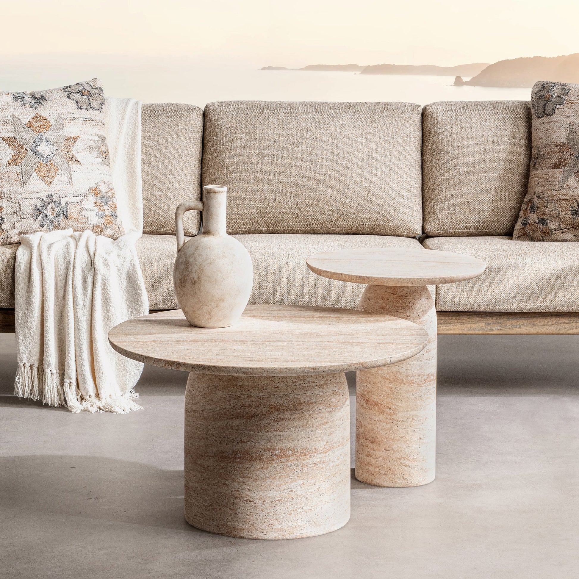 Capri Limestone Outdoor Accent & End Table Sana Outdoor End Table Collection