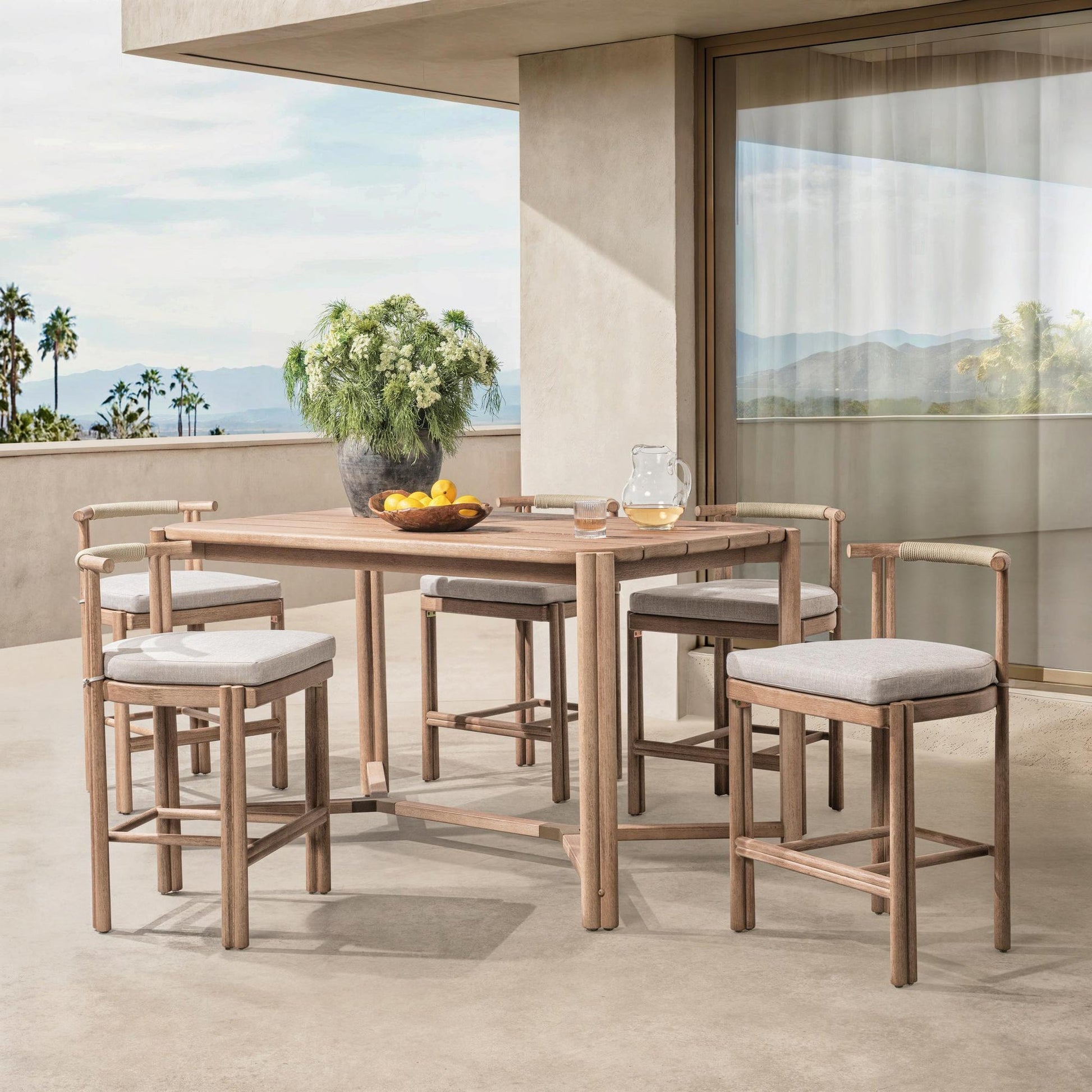 Butterscotch Eucalyptus Wood Outdoor Bar & Counter Table Oliver Outdoor Counter Table Collection