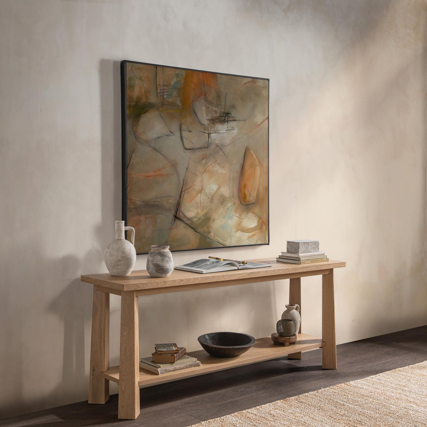 Amber Toast Oak Veneer Console Table Kenzie Console Table Collection