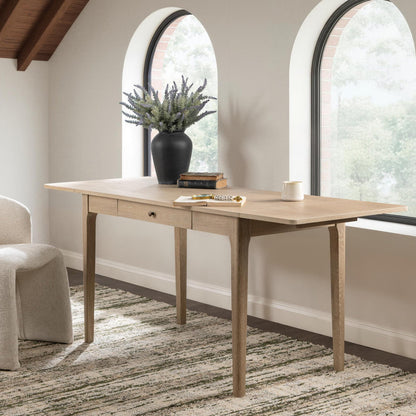 Coastal Drift Oak Veneer Desk Karl Extendable Desk Collection