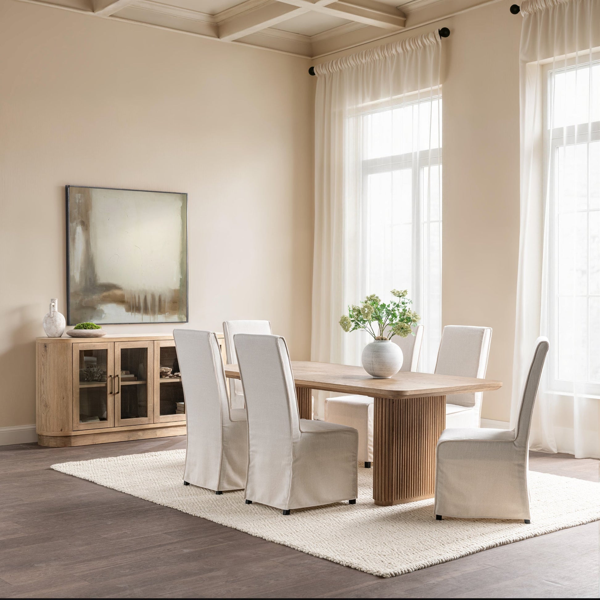 Oak Veneer Dining Table Vander 84" Dining Table Collection