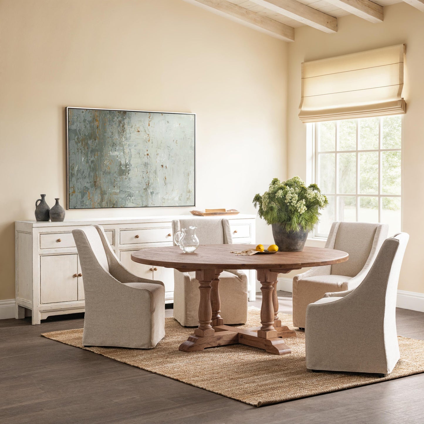 Hampton Sand Oak Wood Dining Table Marina 72" Dining Table Collection