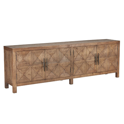 Brown Reclaimed Pine Buffets & Cabinet Elani Four-Door Cabinet Collection