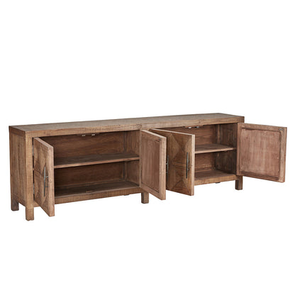 Brown Reclaimed Pine Buffets & Cabinet Elani Four-Door Cabinet Collection