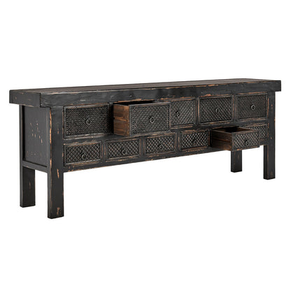 Antique Black Reclaimed Pine Console Table Lahey Eleven-Drawer Console Table Collection