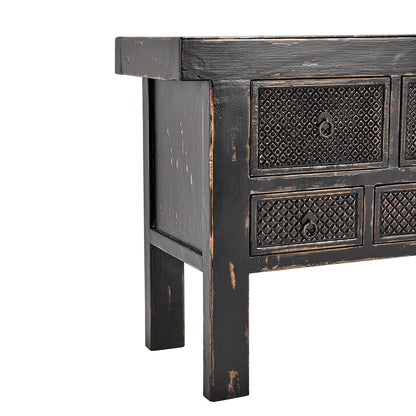 Antique Black Reclaimed Pine Console Table Lahey Eleven-Drawer Console Table Collection