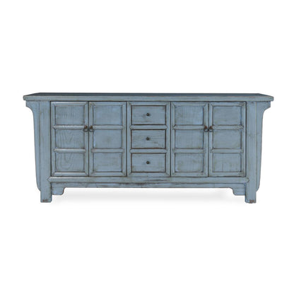 Blue Reclaimed Pine Buffets & Cabinet Crafton Three-Drawer Four-Door Cabinet Collection