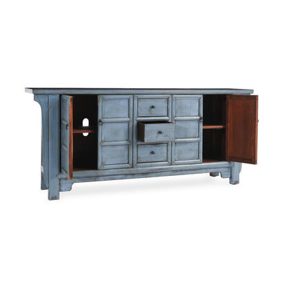 Blue Reclaimed Pine Buffets & Cabinet Crafton Three-Drawer Four-Door Cabinet Collection