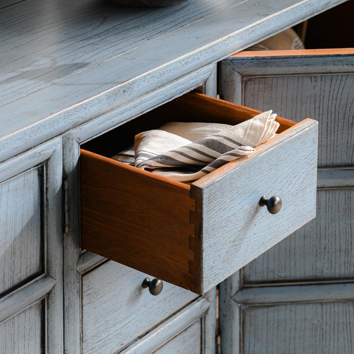 Blue Reclaimed Pine Buffets & Cabinet Crafton Three-Drawer Four-Door Cabinet Collection