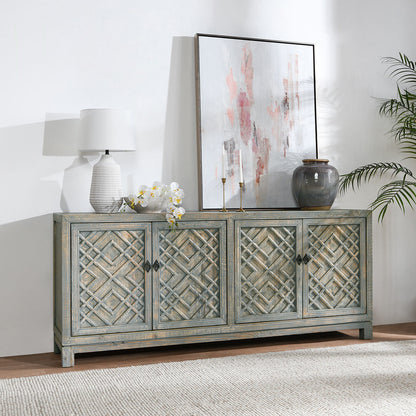 Antique Blue Reclaimed Pine Buffets & Cabinet Antigua Four-Door Cabinet Collection