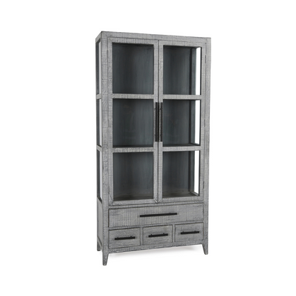 Antique Blue Reclaimed Pine Display Cabinet Simon Display Cabinet Collection