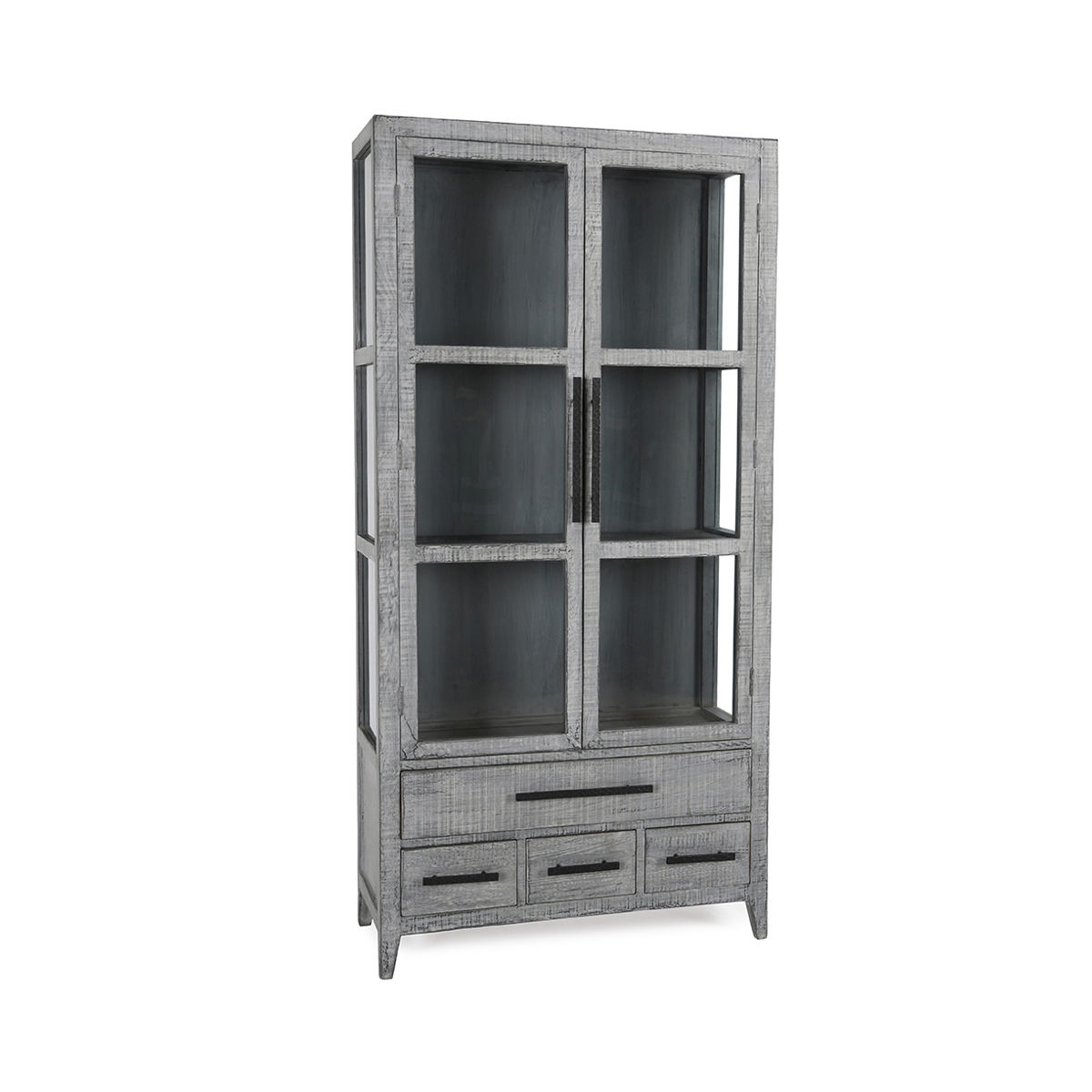 Antique Blue Reclaimed Pine Display Cabinet Simon Display Cabinet Collection