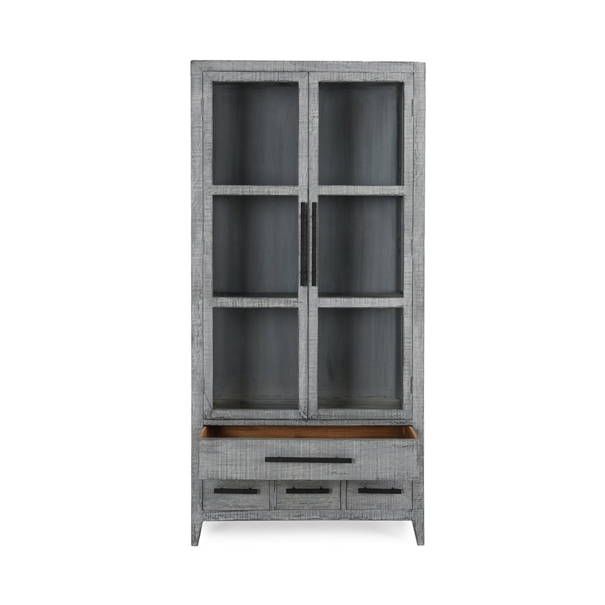 Antique Blue Reclaimed Pine Display Cabinet Simon Display Cabinet Collection