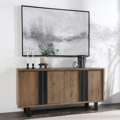 Cafe Brown Reclaimed Oak Buffets & Cabinet Danica Four-Door Buffet Collection