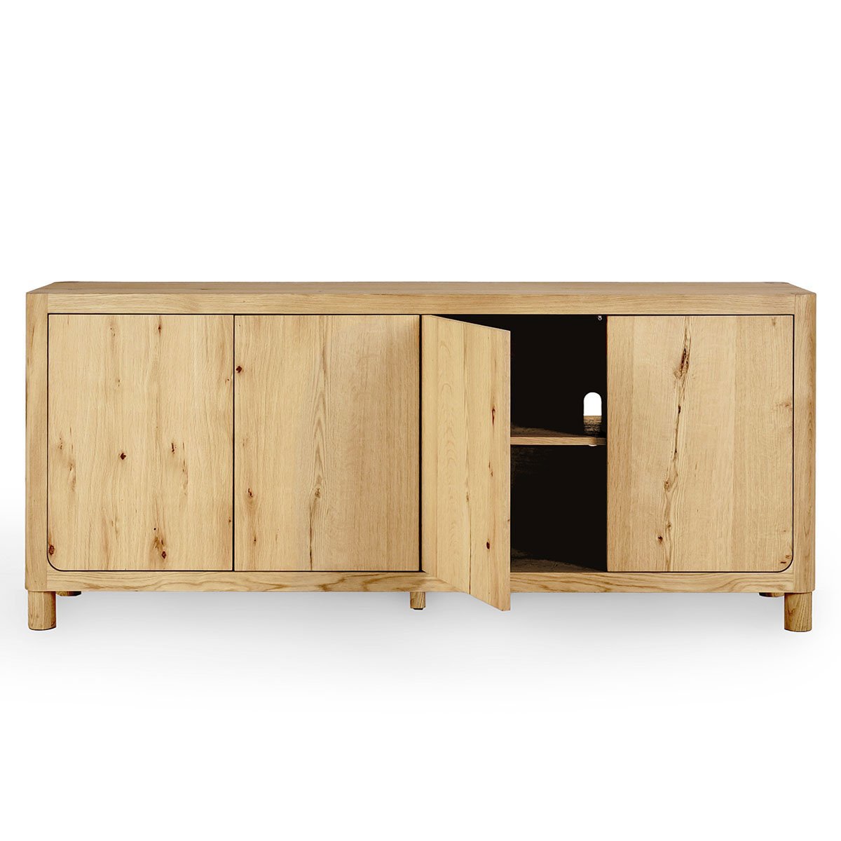 True Natural Oak Veneer Buffets & Cabinet Orlando Four-Door Buffet Collection