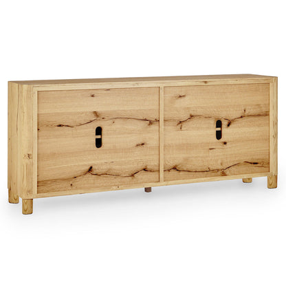 True Natural Oak Veneer Buffets & Cabinet Orlando Four-Door Buffet Collection