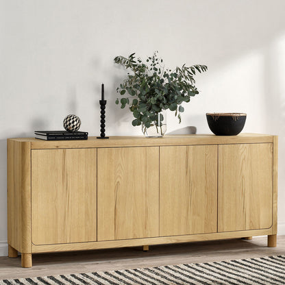 True Natural Oak Veneer Buffets & Cabinet Orlando Four-Door Buffet Collection