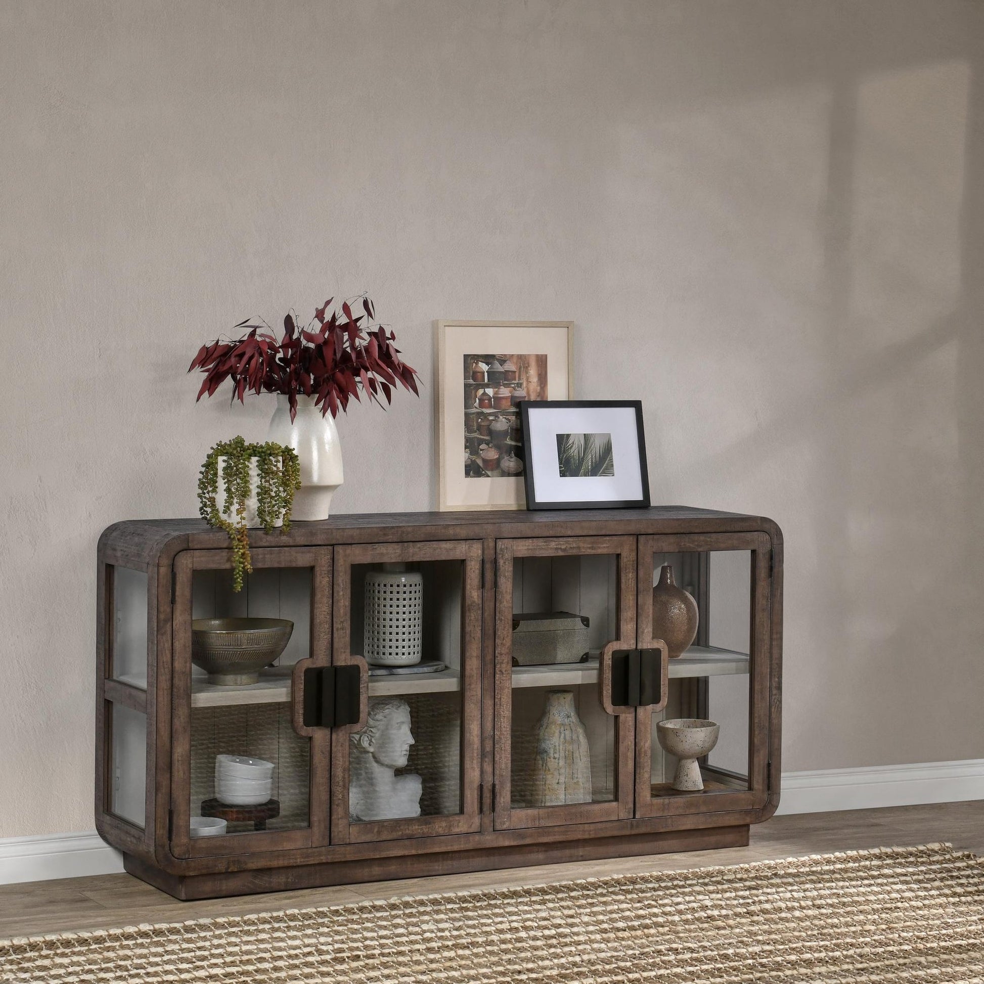 Brown Reclaimed Pine Buffets & Cabinet Ollie Four-Door Buffet Collection