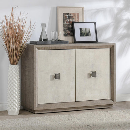 Distressed Gray/Antique White Reclaimed Pine Buffets & Cabinet Denver Two-Door Cabinet Distressed Collection