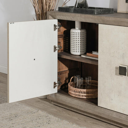 Distressed Gray/Antique White Reclaimed Pine Buffets & Cabinet Denver Two-Door Cabinet Distressed Collection