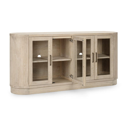 Cream Washed Oak Veneer Buffets & Cabinet Vander Four-Door Buffet Collection