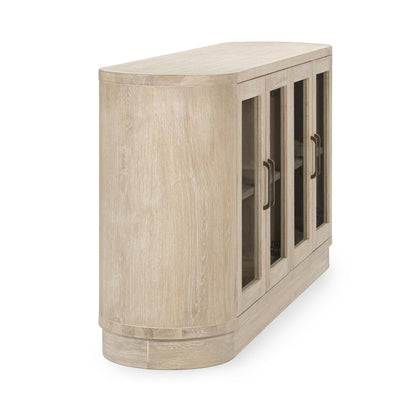 Cream Washed Oak Veneer Buffets & Cabinet Vander Four-Door Buffet Collection