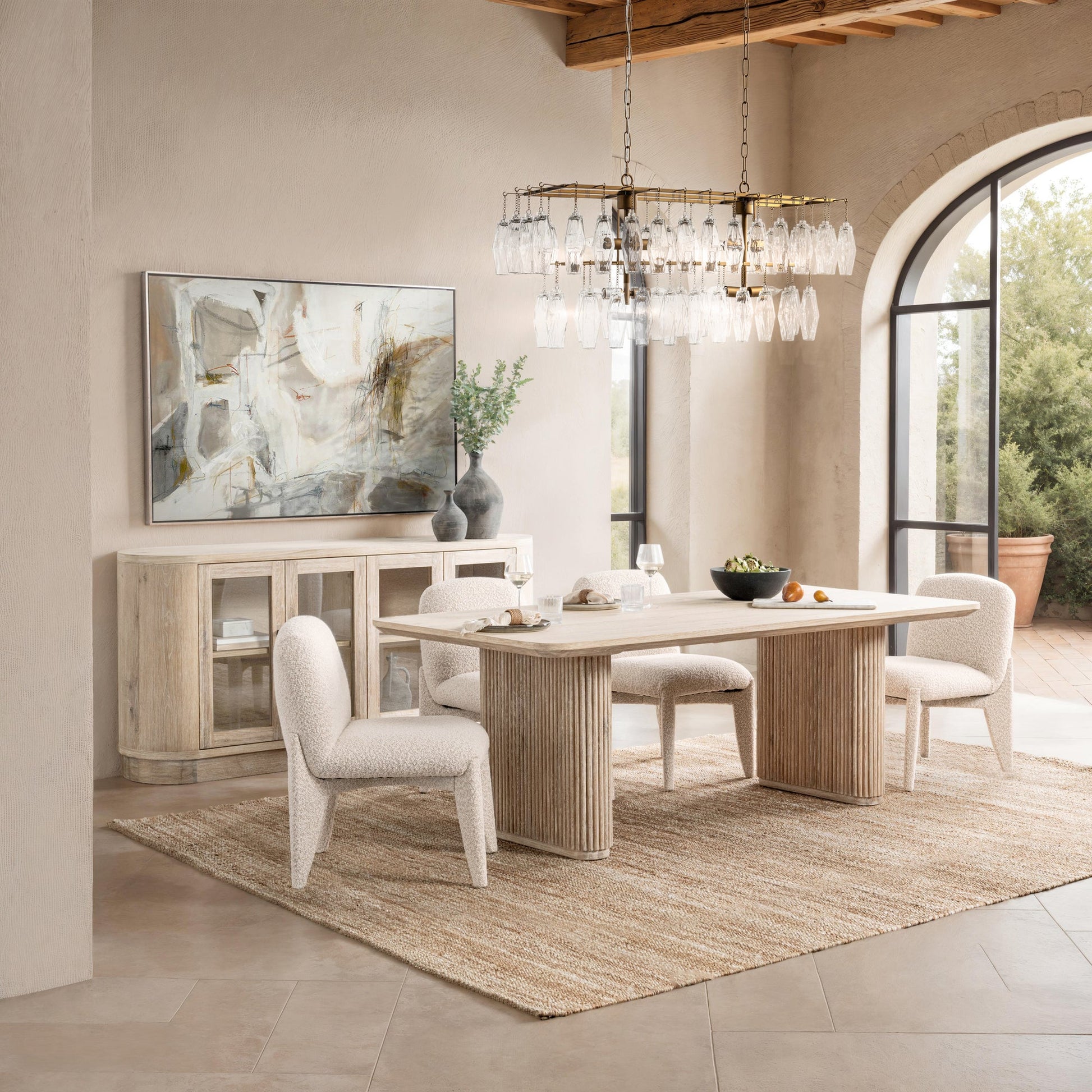 Cream Washed Oak Veneer Buffets & Cabinet Vander Four-Door Buffet Collection