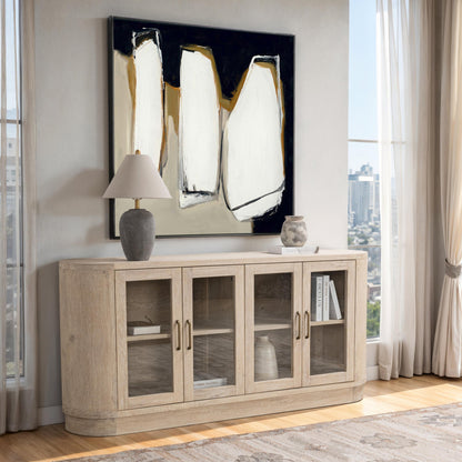Cream Washed Oak Veneer Buffets & Cabinet Vander Four-Door Buffet Collection