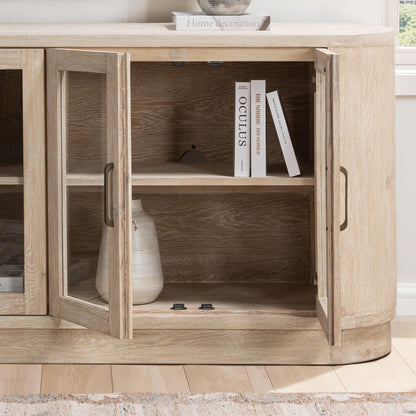Cream Washed Oak Veneer Buffets & Cabinet Vander Four-Door Buffet Collection