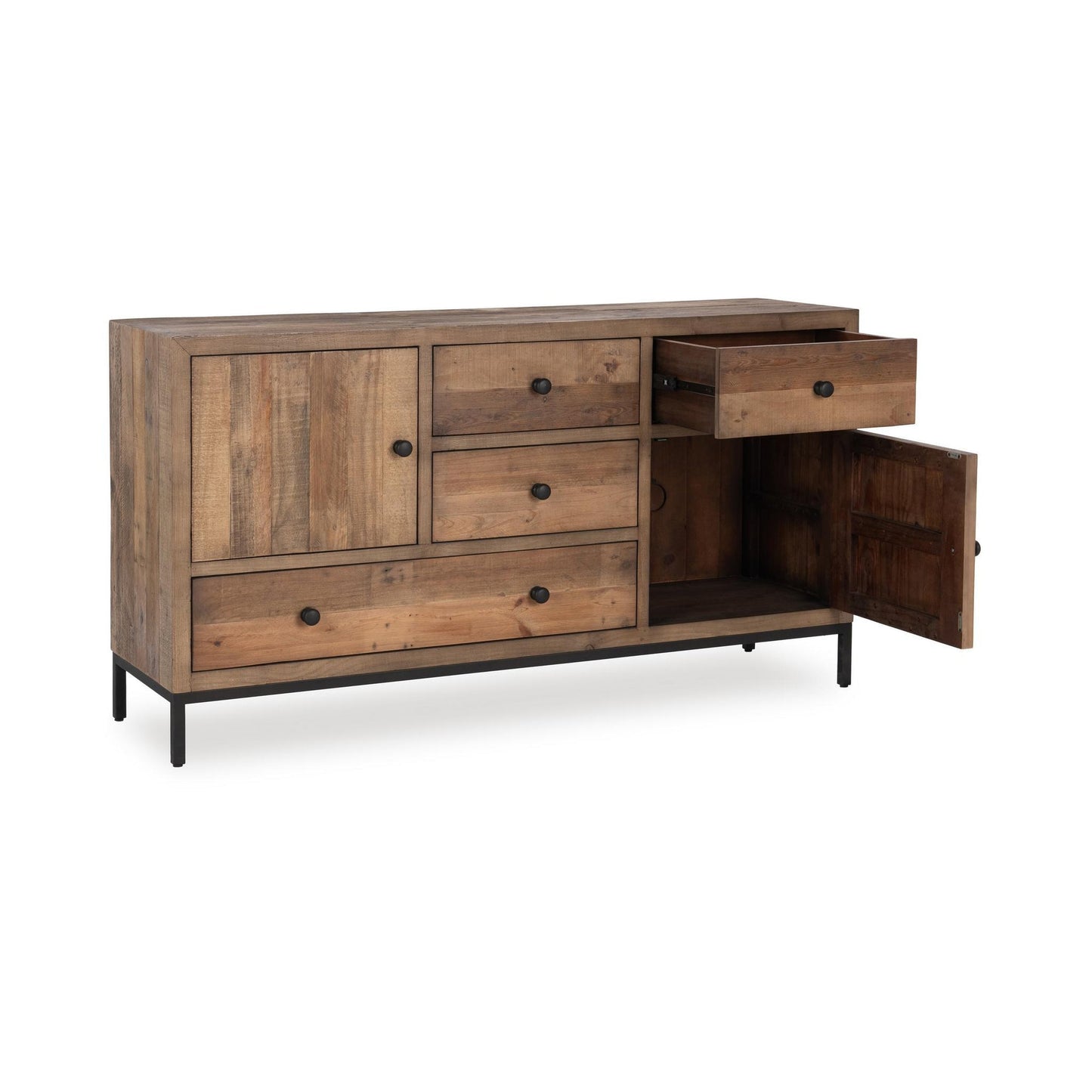 Natural Pine Reclaimed Pine Buffets & Cabinet Dita Four-Drawer Two-Door Buffet Collection