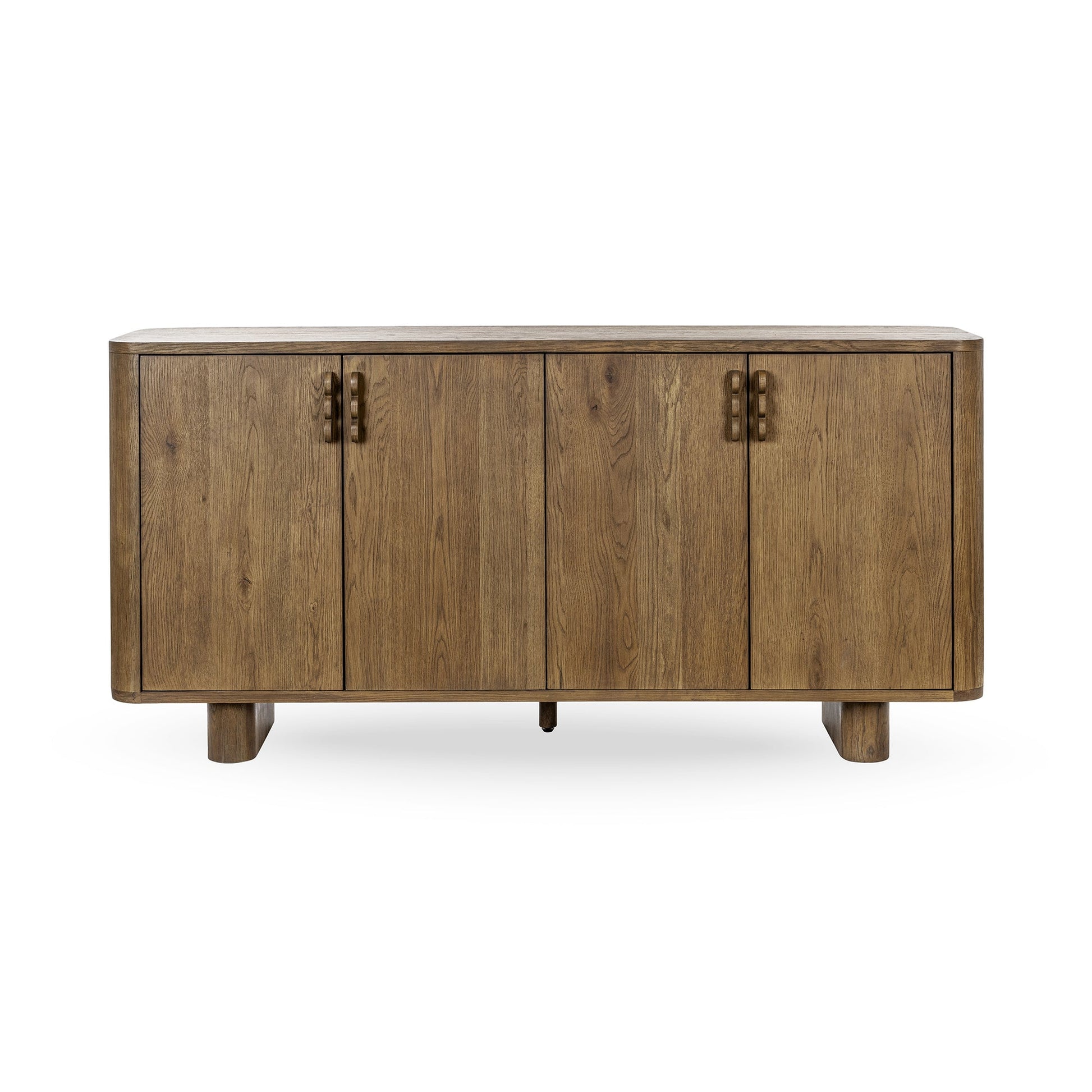 Tawny Brown Oak Veneer Buffets & Cabinet Tacoma Four-Door Buffet Collection