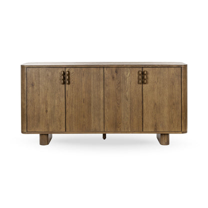 Tawny Brown Oak Veneer Buffets & Cabinet Tacoma Four-Door Buffet Collection