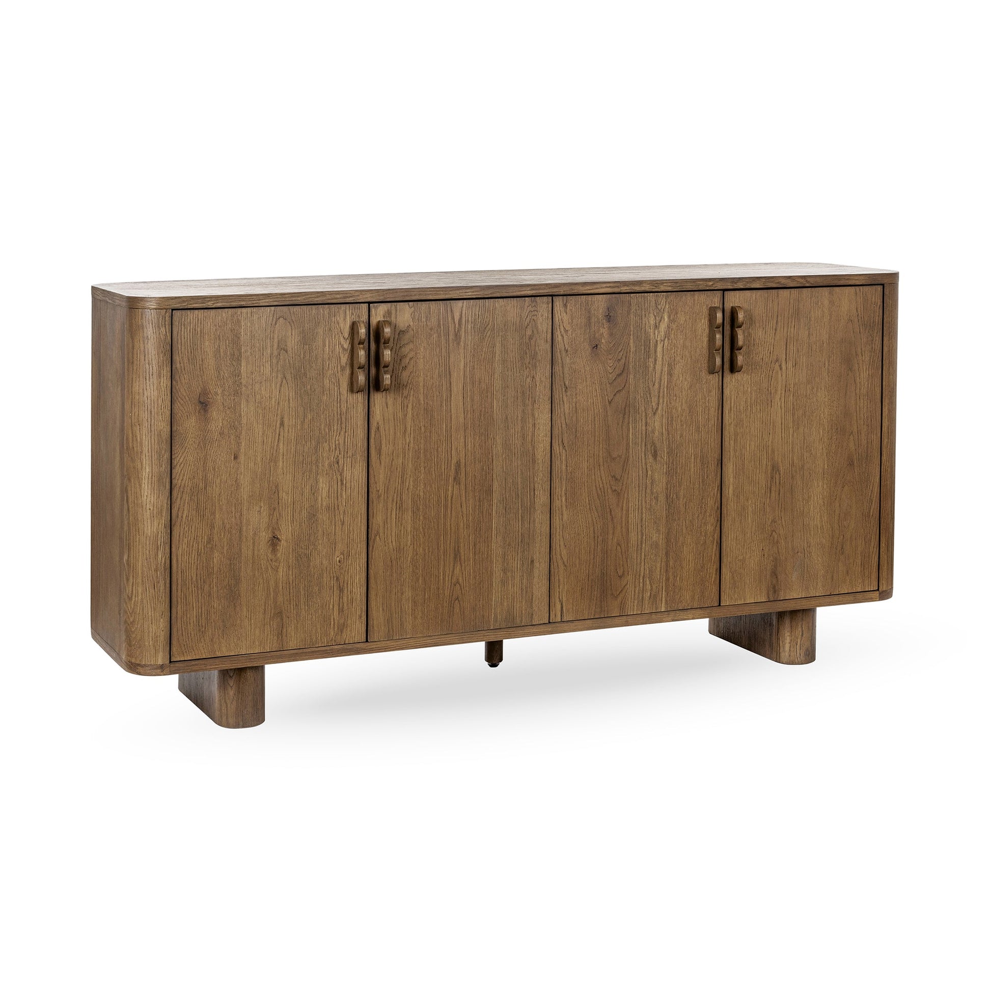 Tawny Brown Oak Veneer Buffets & Cabinet Tacoma Four-Door Buffet Collection