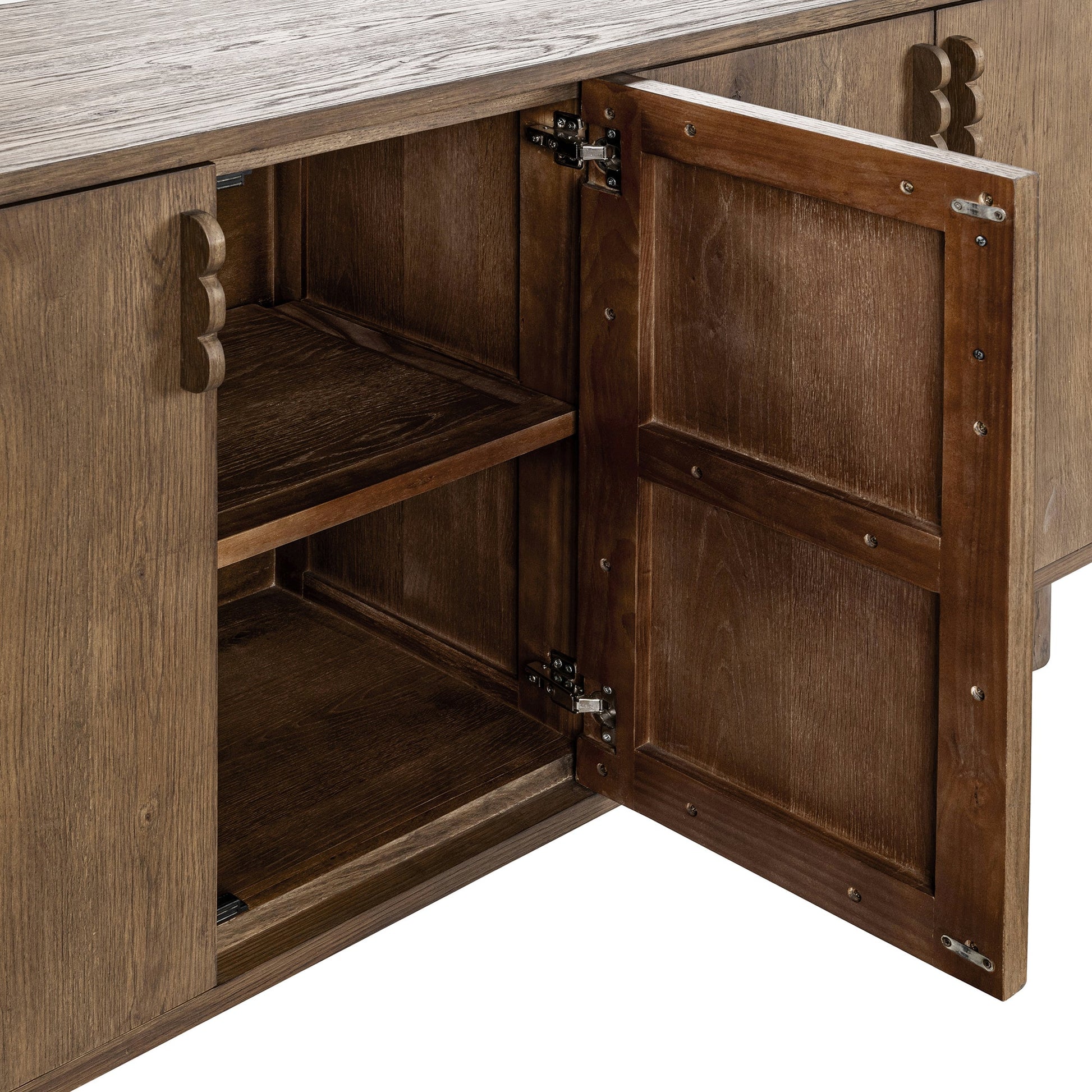 Tawny Brown Oak Veneer Buffets & Cabinet Tacoma Four-Door Buffet Collection