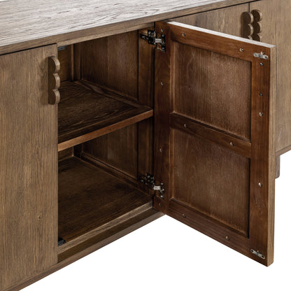 Tawny Brown Oak Veneer Buffets & Cabinet Tacoma Four-Door Buffet Collection