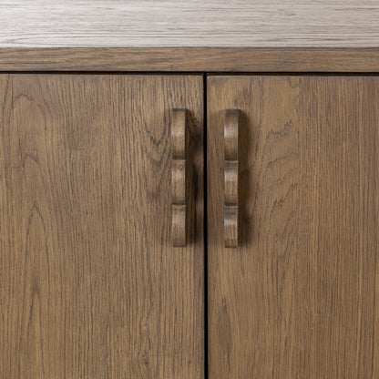 Tawny Brown Oak Veneer Buffets & Cabinet Tacoma Four-Door Buffet Collection