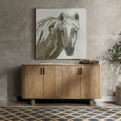 Tawny Brown Oak Veneer Buffets & Cabinet Tacoma Four-Door Buffet Collection